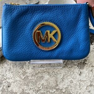 Michael Kors Blue Leather Wristlet
